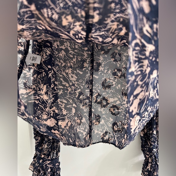 Derek Lam 10 Crosby Silk Floral Print Blouse cold shoulder top size 0 - Picture 5 of 9